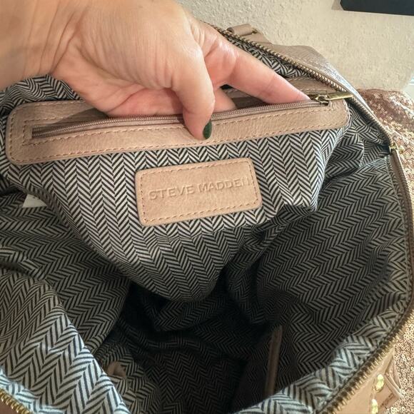 STEVE MADDEN🌟 Mauve with Gold Studs Oversized Boho Shoulder and Handle Bag - Picture 12 of 16